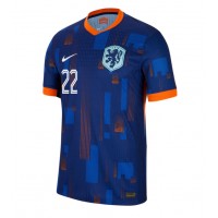 Camisa de Futebol Holanda Denzel Dumfries #22 Equipamento Secundário Europeu 2024 Manga Curta